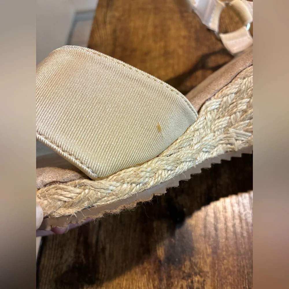 ANN KLEIN Ellis sandal wedge espadrille neutral summer party wedding sz 10 NWOB